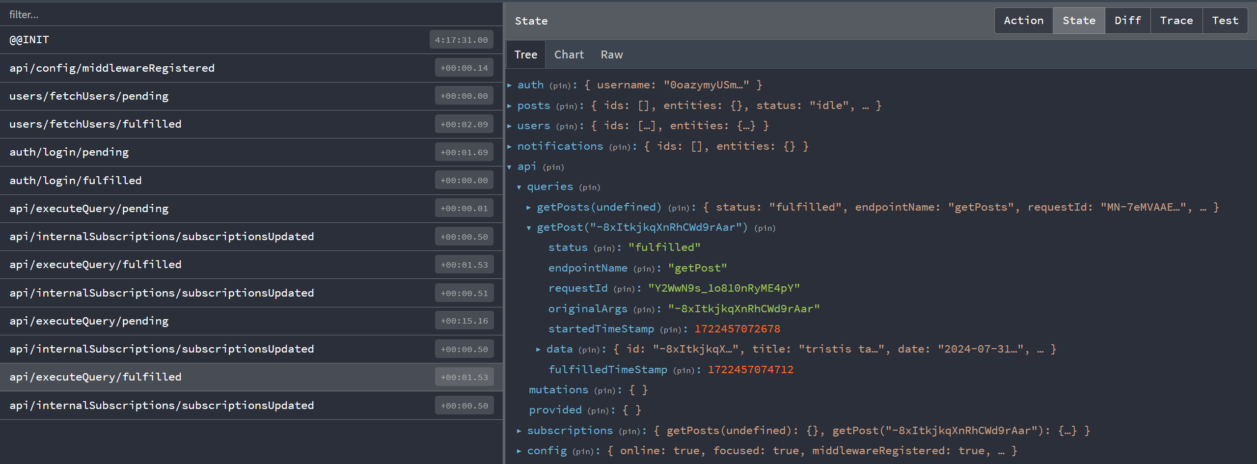 RTK Query data cached in the store state